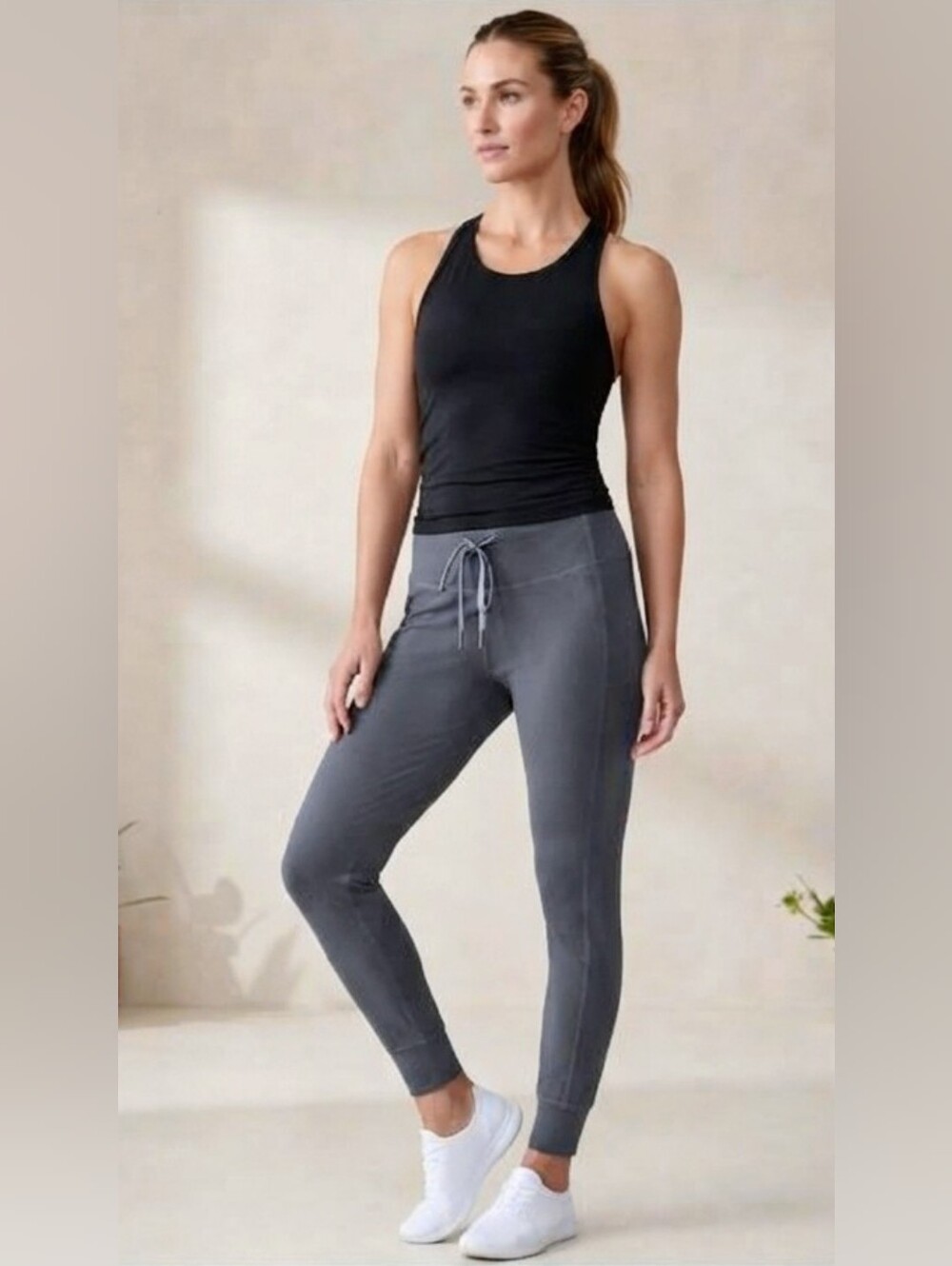 ATHLETA Charcoal Grey Drawstring Cuffed Jogger Leggings - Size M